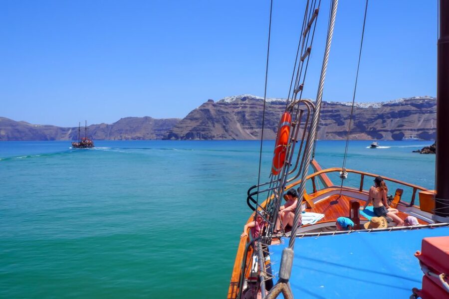 Boat tours offer amazing views to Santorini