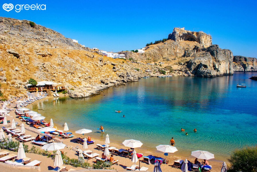 Agios Pavlos beach in Lindos, Rhodes island